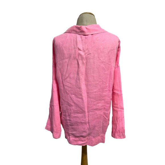 C&C California Women's Size Medium 100% Linen Long Sleeve V-Neck Tunic Top - Picture 2 of 10